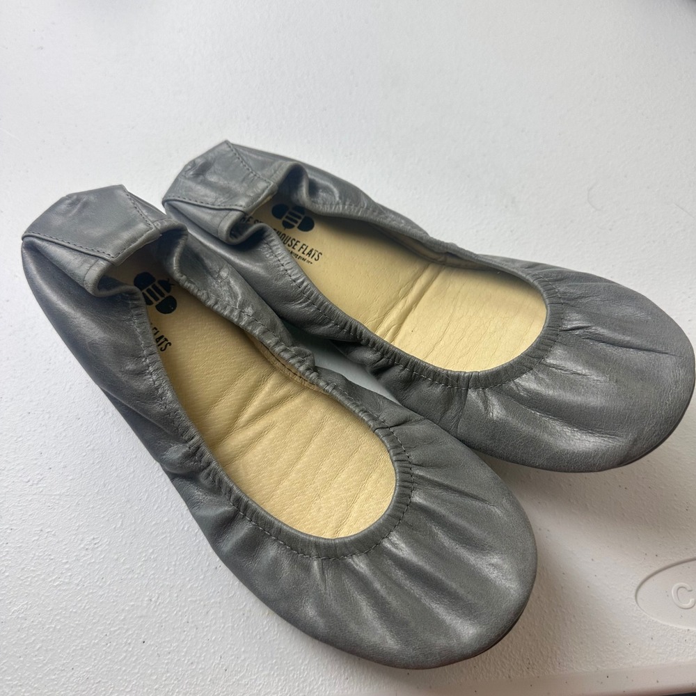 The Storehouse Flats Ballet Flats Womens 8 Grey Leather Foldable Slip On Comfort